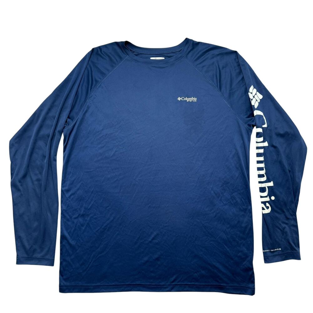 COLUMBIA PFG Navy Blue Omni Shade Long Sleeve Shirt Size XL Mens Outdoor UPF